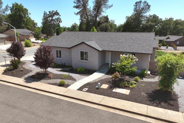 3707 Bloomsbury Ave, Shasta Lake, CA 96019 - ranch-style house with roof with shingles and stucco siding
