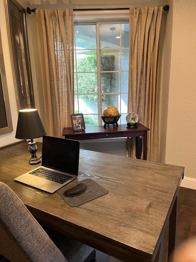 3837 Appalachian Way, Redding, CA 96001 - office area with wood finished floors, baseboards, and a textured wall