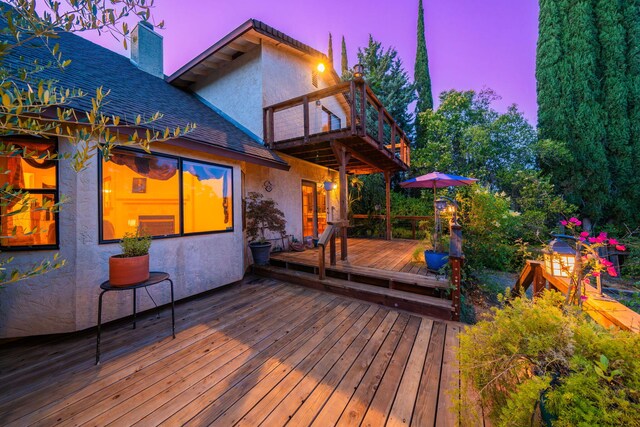 2173 Oak Ridge Dr, Redding, CA 96001 - view of deck at dusk