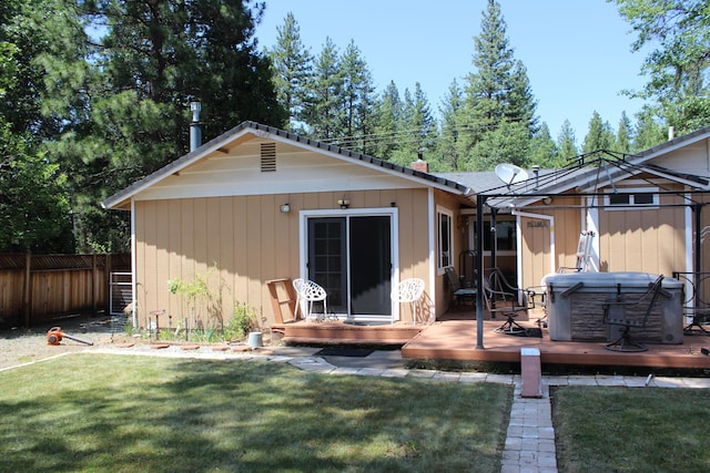 37023 Park Ave, Burney, CA 96013 - rear view of property featuring a wooden deck and a hot tub