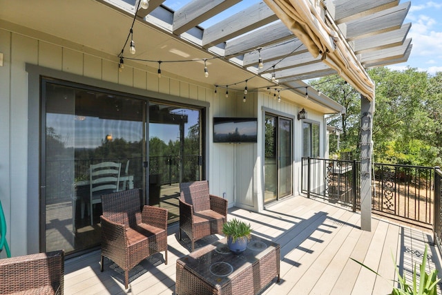 409 Ridgecrest Trl, Redding, CA 96003 - deck with outdoor lounge area and a pergola
