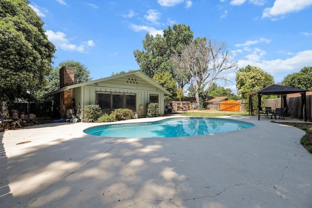 3371 Bardick Rd, Anderson, CA 96007 - view of pool with a patio area, a gazebo, a fenced backyard, and an outbuilding