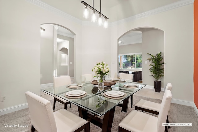 4230 Brittany Dr, Redding, CA 96002 - dining area with arched walkways and crown molding