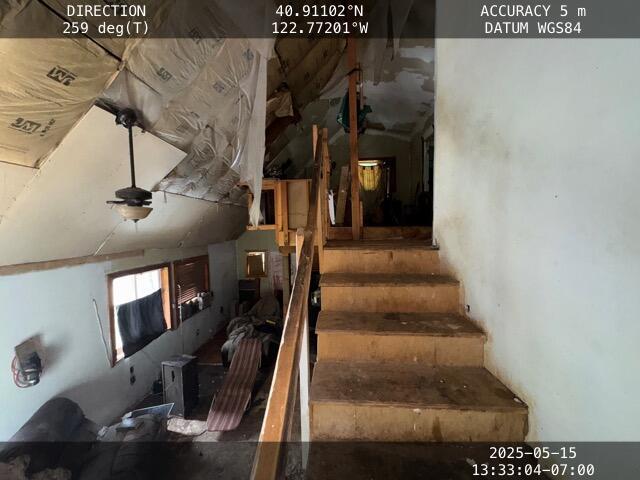 200 Millview Dr, Trinity Center, CA 96091 - staircase featuring lofted ceiling