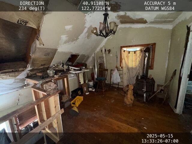 200 Millview Dr, Trinity Center, CA 96091 - misc room with wood finished floors and a chandelier