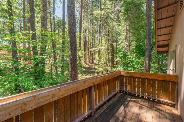 131 Northwoods Ests, Trinity Center, CA 96091 - wooden terrace with a view of trees