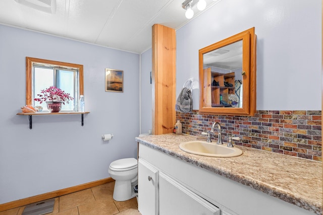 12051 Norma Ln, Redding, CA 96003 - bathroom featuring vanity, decorative backsplash, and tile patterned flooring