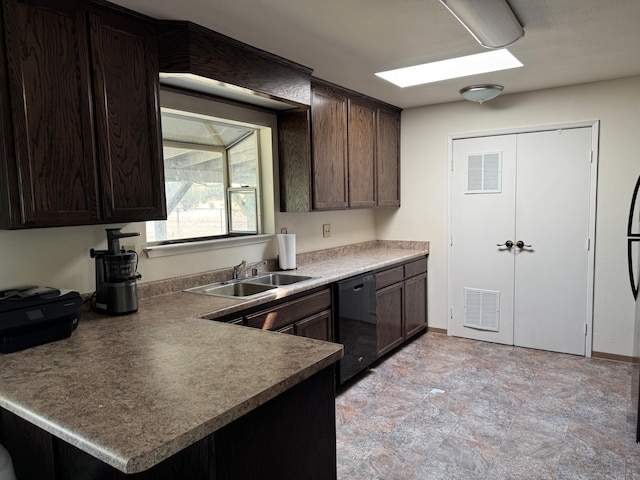 2580 Old Alturas Rd, Redding, CA 96003 - kitchen featuring dishwasher, dark brown cabinets, and a peninsula