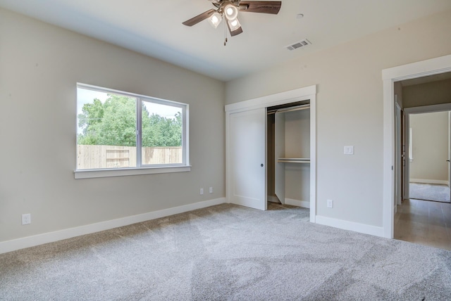 19450 Vista Del Monte Ct, Redding, CA 96003 - unfurnished bedroom featuring carpet floors, a closet, and a ceiling fan