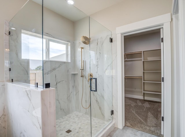 19450 Vista Del Monte Ct, Redding, CA 96003 - bathroom featuring a marble finish shower and a spacious closet