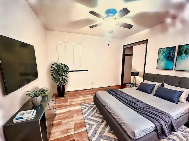 3466 Silverwood St, Redding, CA 96002 - bedroom featuring wood finished floors and a ceiling fan