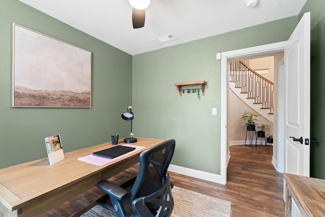 4676 Dandelion Dr, Redding, CA 96002 - home office with ceiling fan and wood finished floors