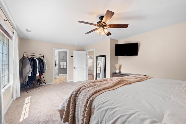 4676 Dandelion Dr, Redding, CA 96002 - bedroom with carpet floors, multiple windows, and ceiling fan
