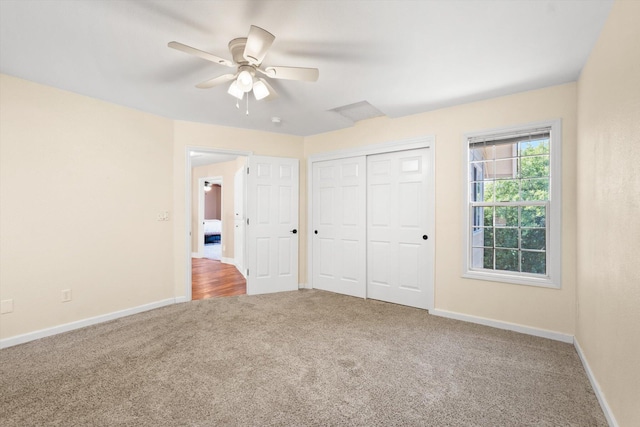 4676 Dandelion Dr, Redding, CA 96002 - unfurnished bedroom with carpet floors, a closet, and ceiling fan