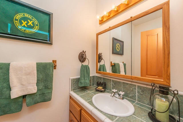 100 Eleanore Ln, Trinity Center, CA 96091 - bathroom featuring vanity and decorative backsplash