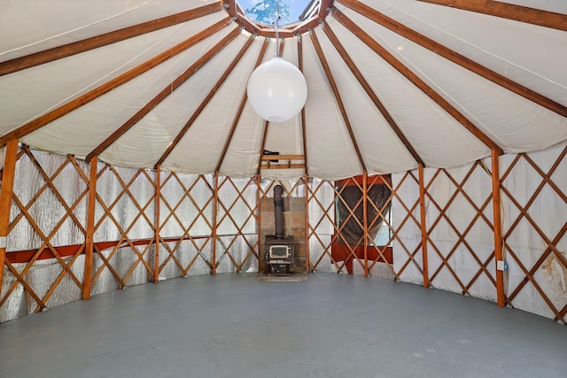 19250 Coal Creek Rd, Lakehead, CA 96051 - garage with a wood stove