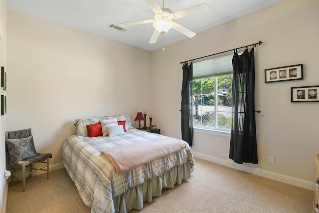 1835 Dellwood Dr, Redding, CA 96003 - bedroom featuring light carpet and a ceiling fan