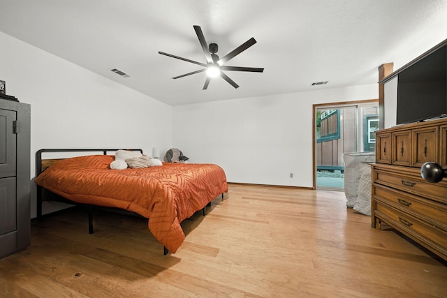 1683 Lakeside Dr, Redding, CA 96001 - bedroom featuring light wood-style floors and a ceiling fan