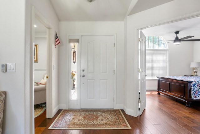 2834 Aspen Glow Ln, Redding, CA 96001 - foyer featuring dark wood-style floors and a ceiling fan