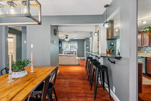 2623 Freebridge St, Redding, CA 96001 - dining space with dark wood-style floors and ceiling fan