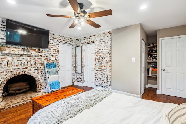 2623 Freebridge St, Redding, CA 96001 - bedroom with wood finished floors, ceiling fan, and recessed lighting
