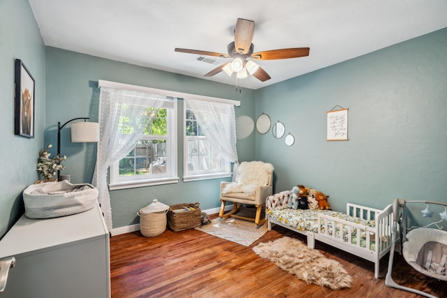 2623 Freebridge St, Redding, CA 96001 - bedroom featuring wood finished floors and a ceiling fan