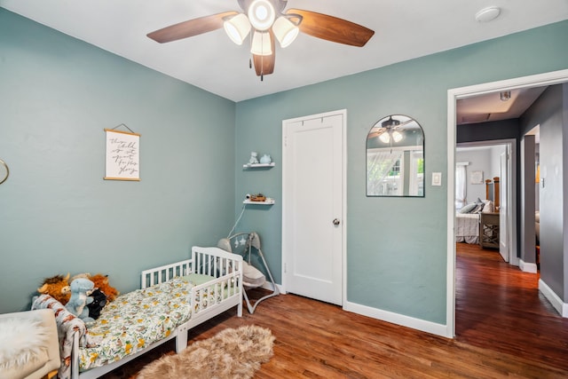 2623 Freebridge St, Redding, CA 96001 - bedroom with wood finished floors and a ceiling fan