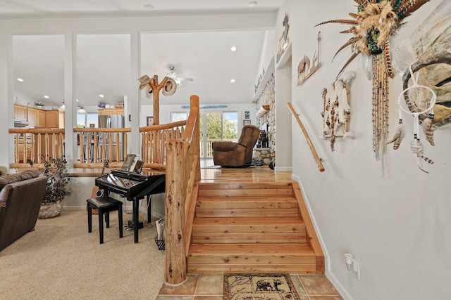 6949 Rector Creek Rd, Igo, CA 96047 - staircase with recessed lighting and baseboards