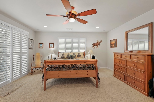 6949 Rector Creek Rd, Igo, CA 96047 - carpeted bedroom with recessed lighting and ceiling fan