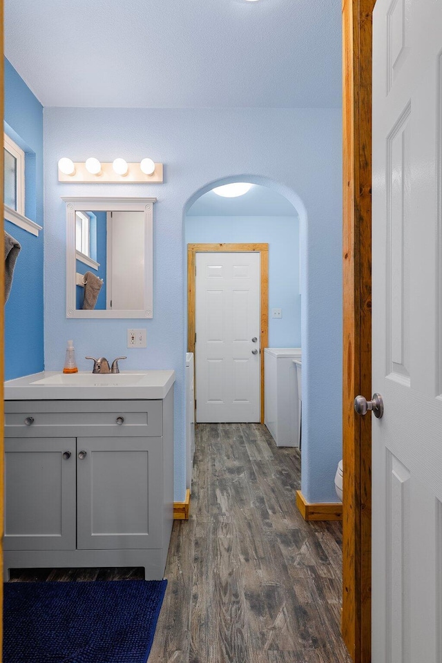 6949 Rector Creek Rd, Igo, CA 96047 - bathroom with wood finished floors and vanity