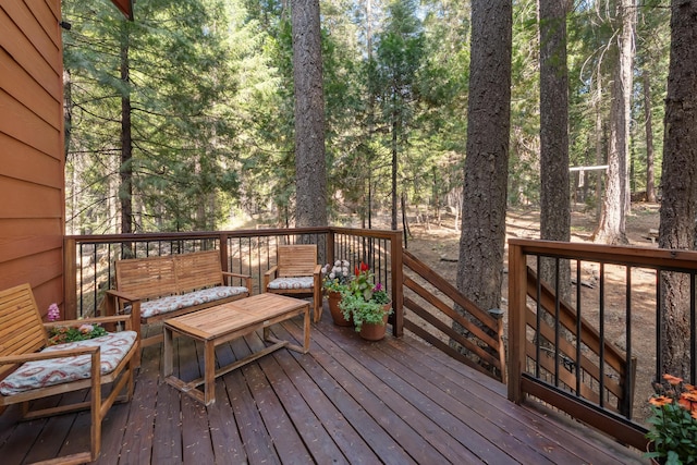 8637 Savannah Way, Shingletown, CA 96088 - wooden deck featuring an outdoor hangout area