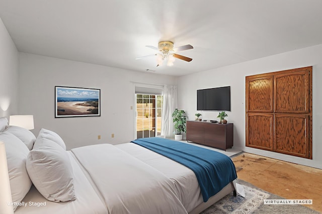 20822 Clough Creek Rd, Redding, CA 96002 - bedroom featuring access to outside and a ceiling fan