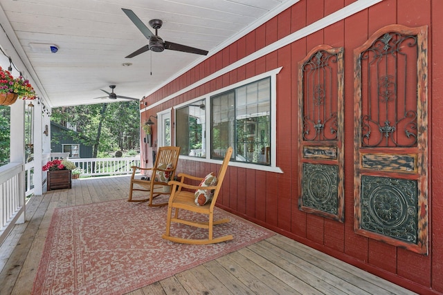 30303 Fremont Way, Oak Run, CA 96069 - wooden porch featuring ceiling fan