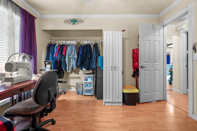 20106 Bonita Way, Redding, CA 96002 - office area featuring wood finished floors and crown molding