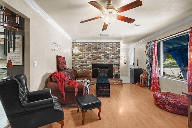 20106 Bonita Way, Redding, CA 96002 - living room with wood finished floors, crown molding, and a ceiling fan