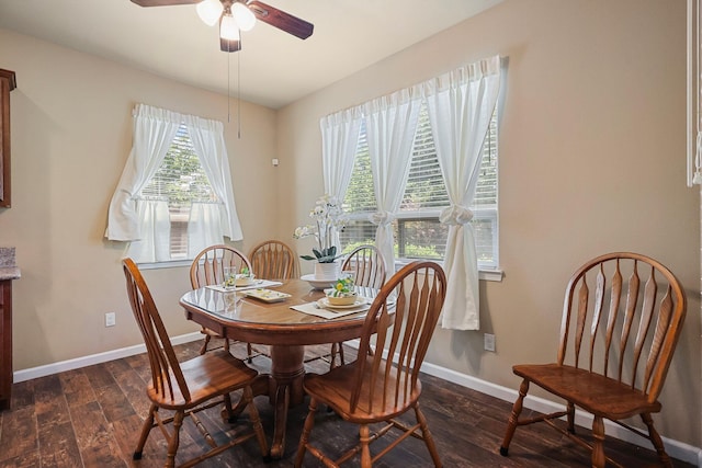 3526 Humbug Dr, Anderson, CA 96007 - dining room featuring dark wood finished floors and a ceiling fan