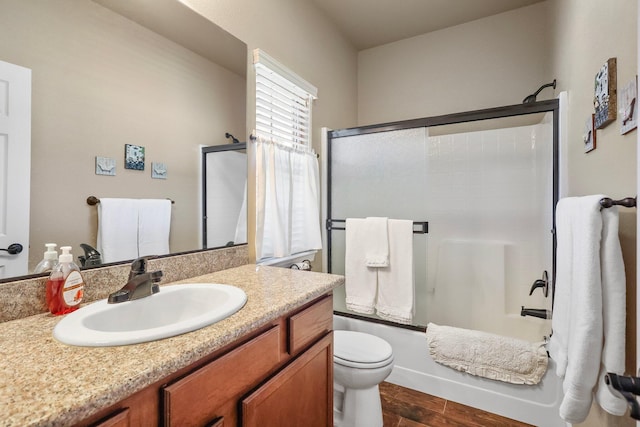 3526 Humbug Dr, Anderson, CA 96007 - bathroom with vanity, wood finished floors, and enclosed tub / shower combo