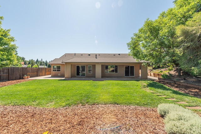 2926 Chaucer Way, Shasta Lake, CA 96019 - back of property with a patio area, a fenced backyard, and stucco siding