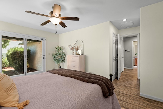 2820 Howard Dr, Redding, CA 96001 - bedroom with wood finished floors, recessed lighting, and a ceiling fan