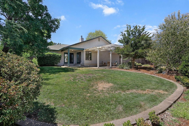 2820 Howard Dr, Redding, CA 96001 - back of property with a pergola, a patio area, and stucco siding