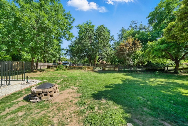 3351 Nicolet Ln, Redding, CA 96001 - fenced backyard with a fire pit