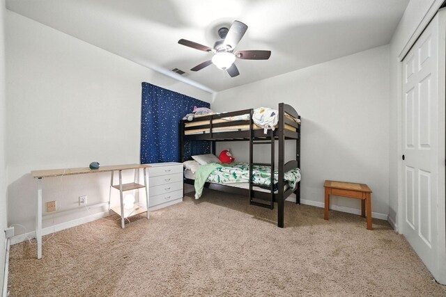 3385 Pioneer Ln, Redding, CA 96001 - carpeted bedroom featuring a closet and a ceiling fan