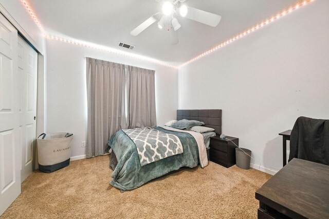 3385 Pioneer Ln, Redding, CA 96001 - bedroom featuring carpet floors, a ceiling fan, and a closet
