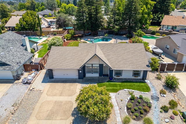 2773 Crystal Tree Dr, Redding, CA 96001 - view from above of property featuring a pool area