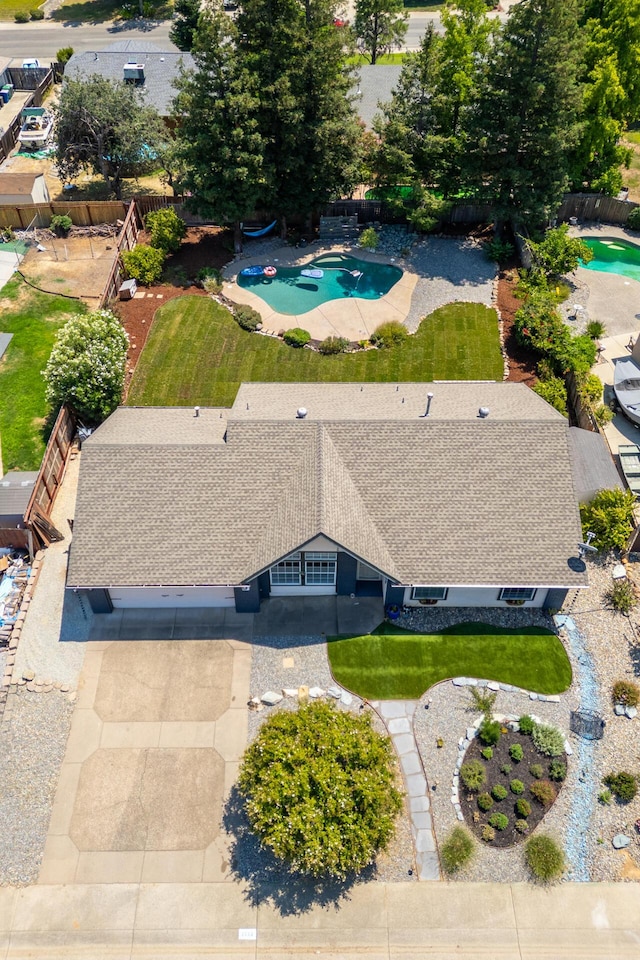 2773 Crystal Tree Dr, Redding, CA 96001 - aerial view of property and surrounding area with a pool