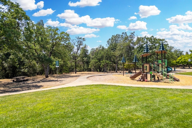 2773 Crystal Tree Dr, Redding, CA 96001 - community jungle gym featuring a yard and view of wooded area