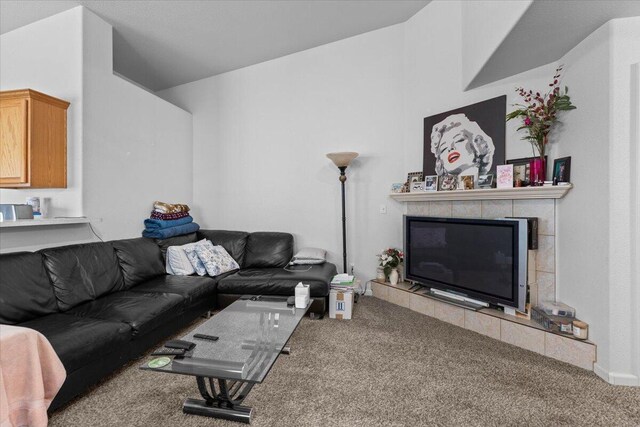 732 Stonebriar Trl, Redding, CA 96003 - carpeted living area with a fireplace