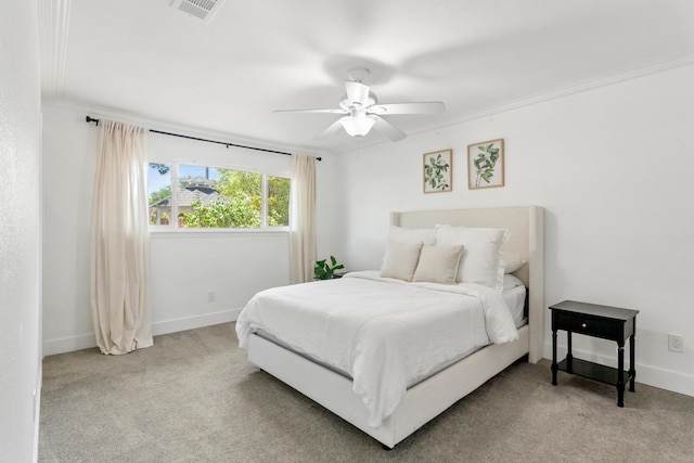 4135 Oro St, Redding, CA 96001 - carpeted bedroom with ornamental molding and a ceiling fan