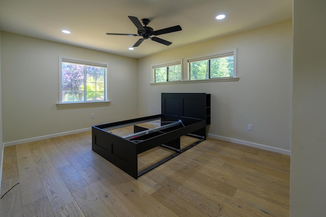 290 Mountain View Dr, Lewiston, CA 96052 - bedroom with wood finished floors, recessed lighting, and a ceiling fan