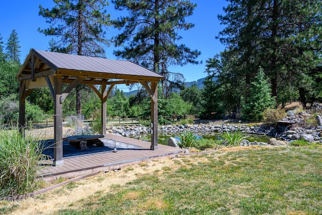 290 Mountain View Dr, Lewiston, CA 96052 - view of green lawn with a gazebo and a deck
